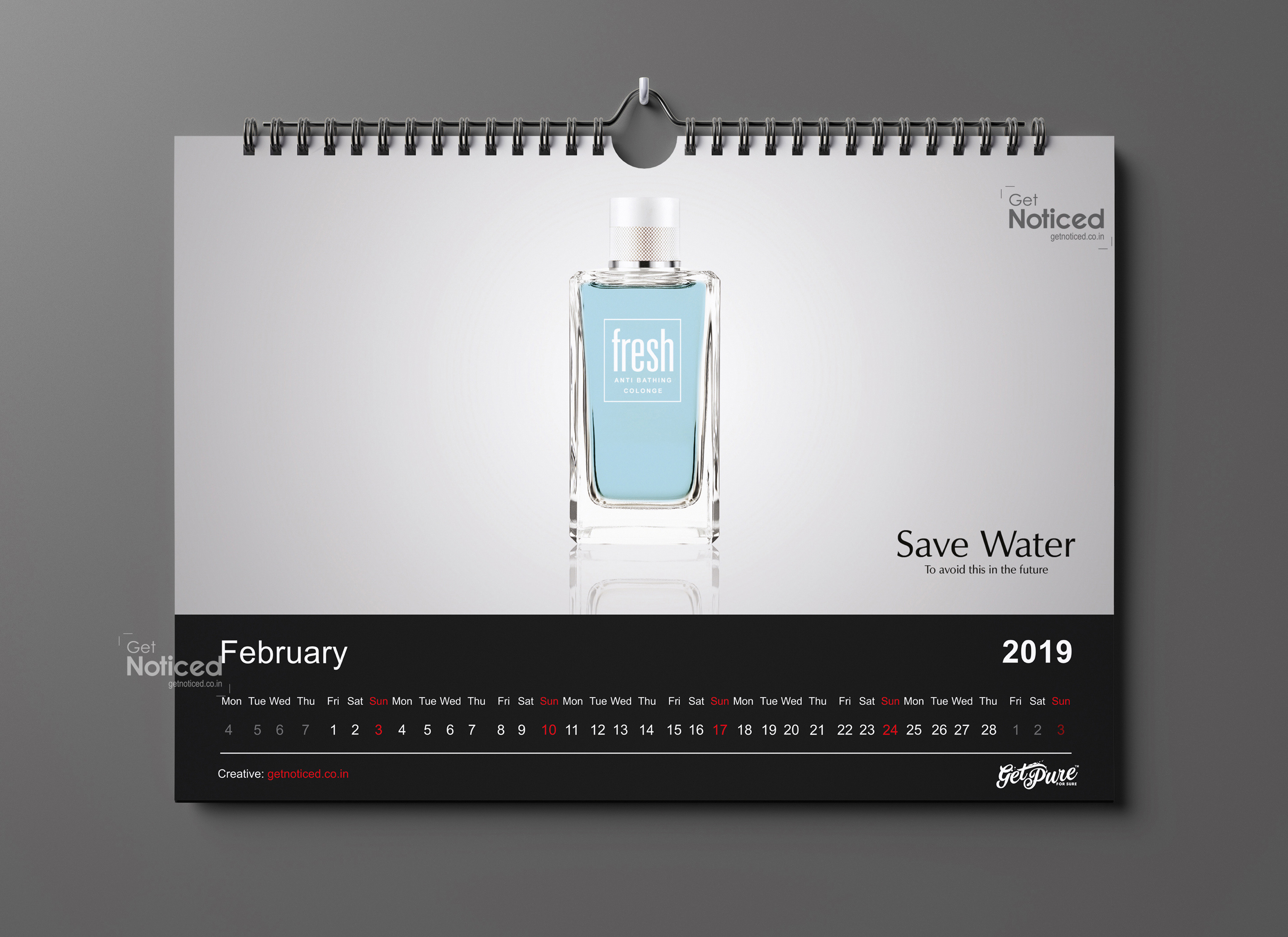 Get Pure calendar design 2019