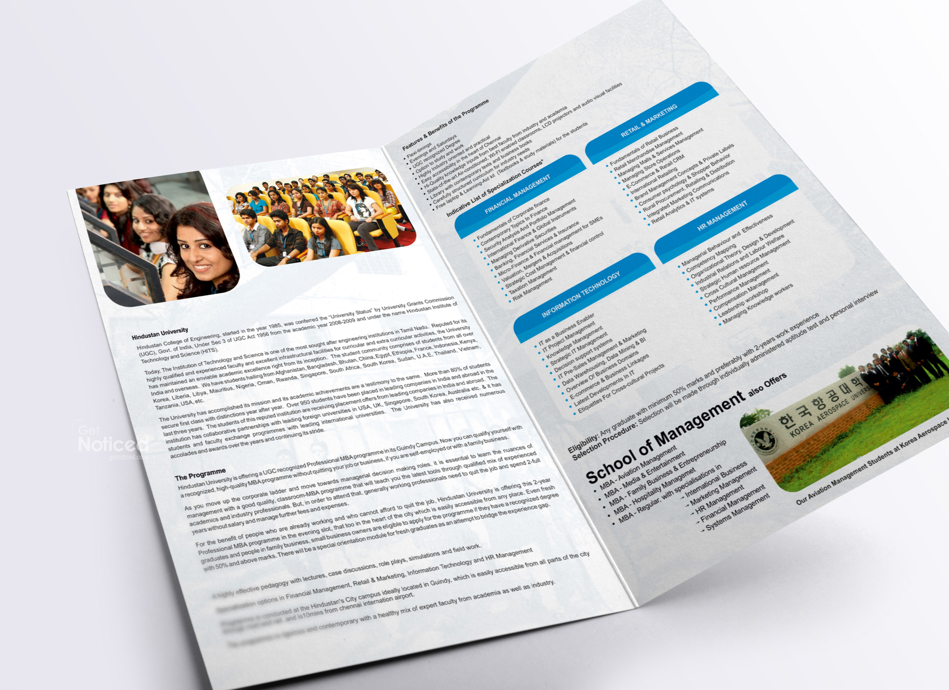 Hindustan University Mba Training Prospectus Brochure