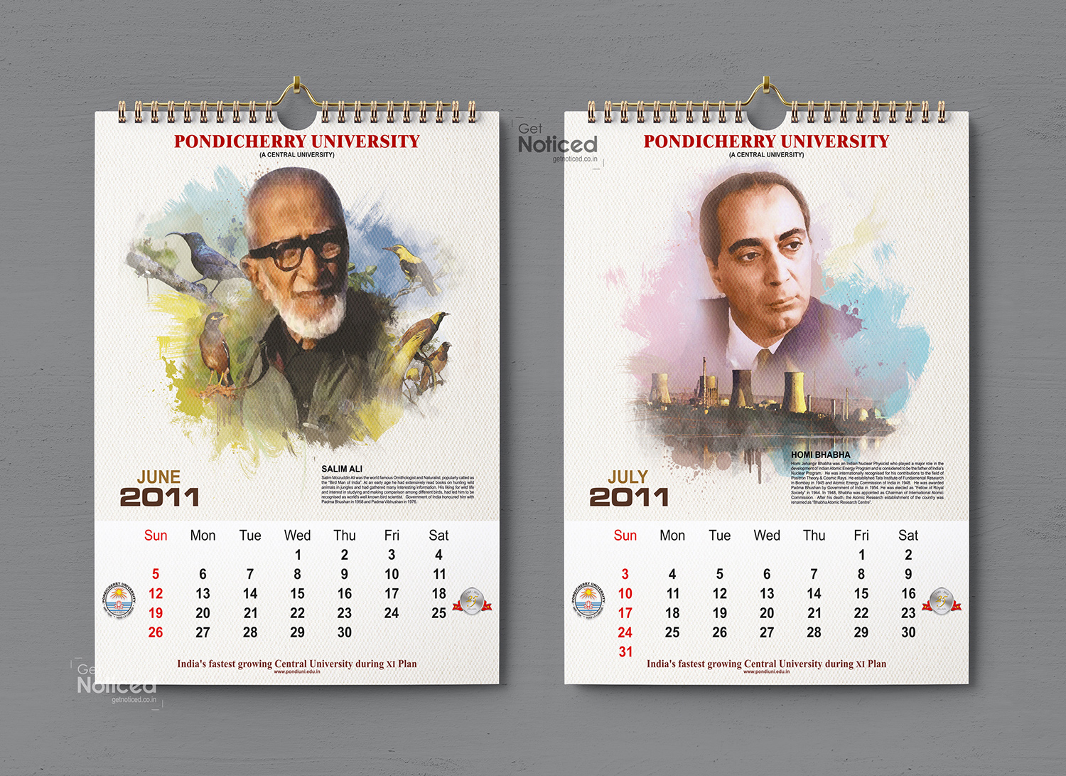 Pondicherry University Calendar Design 2011