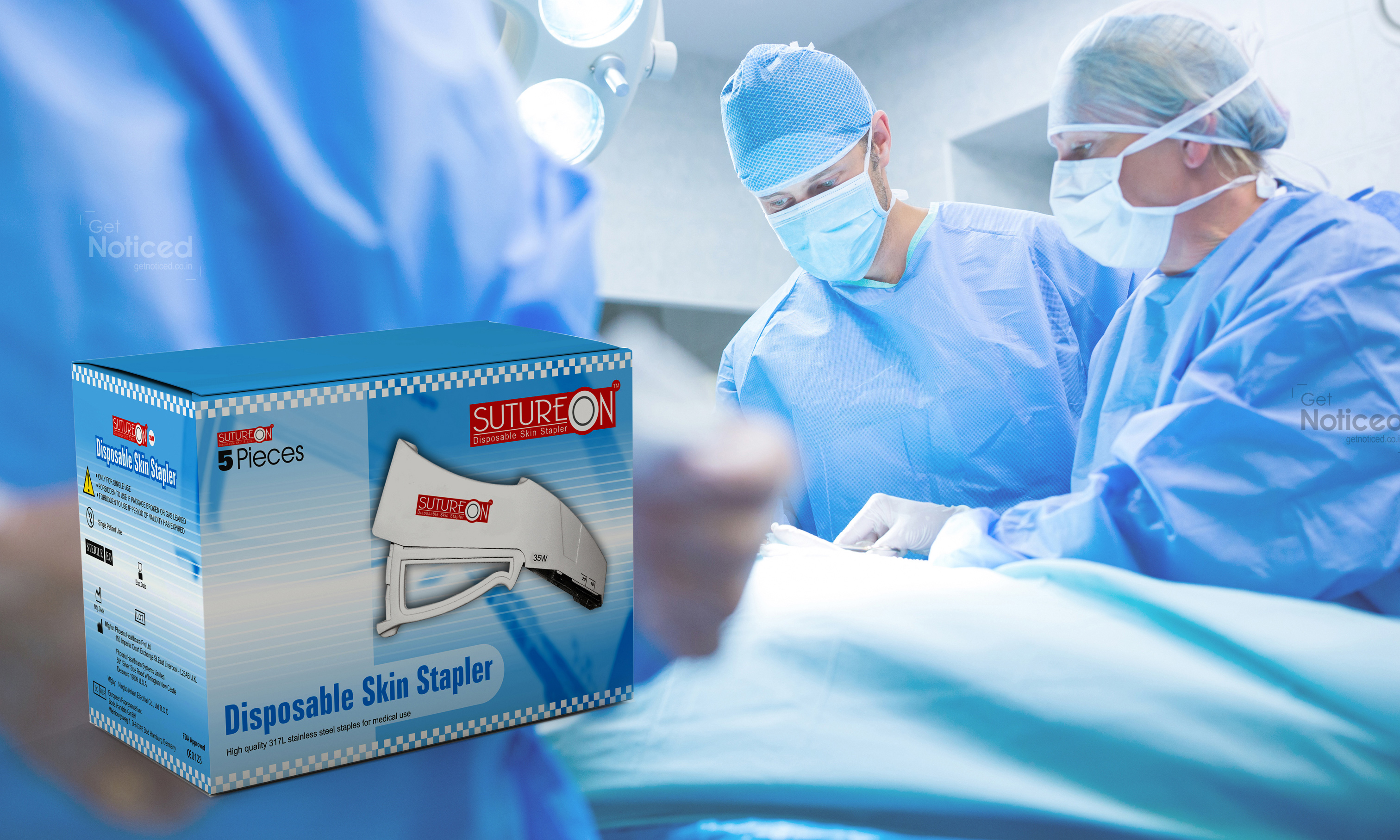 sutureon skin stapler packaging design