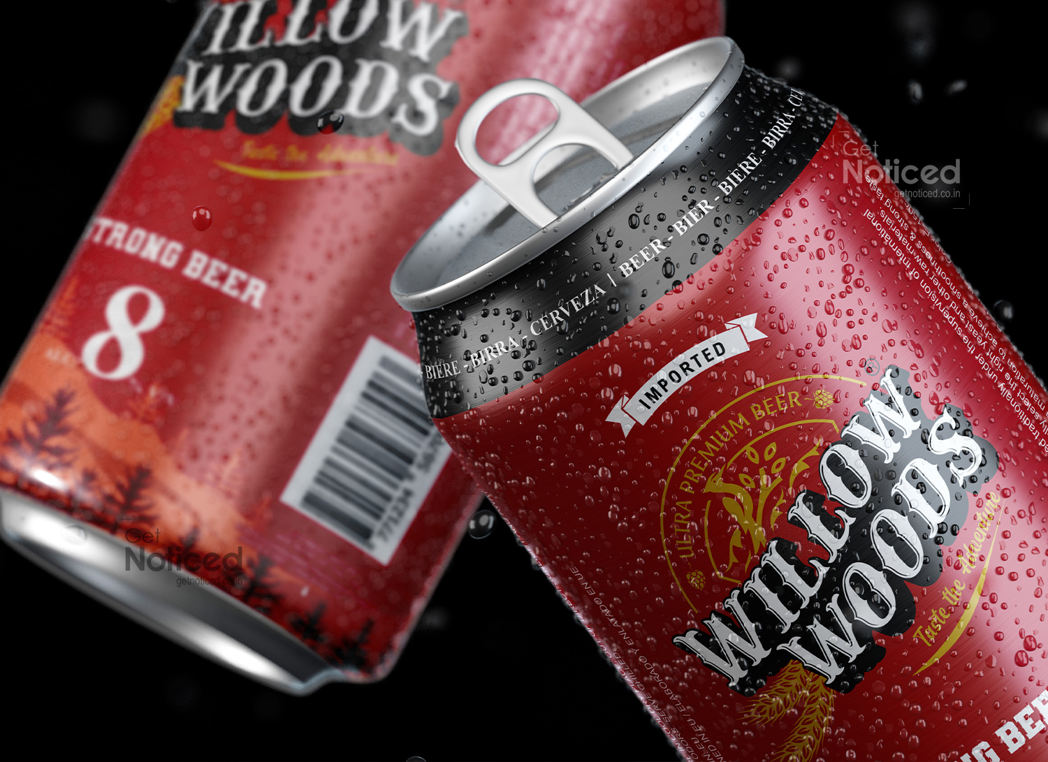 8 percent beer can packaging design for Willow Woods premium beverage range