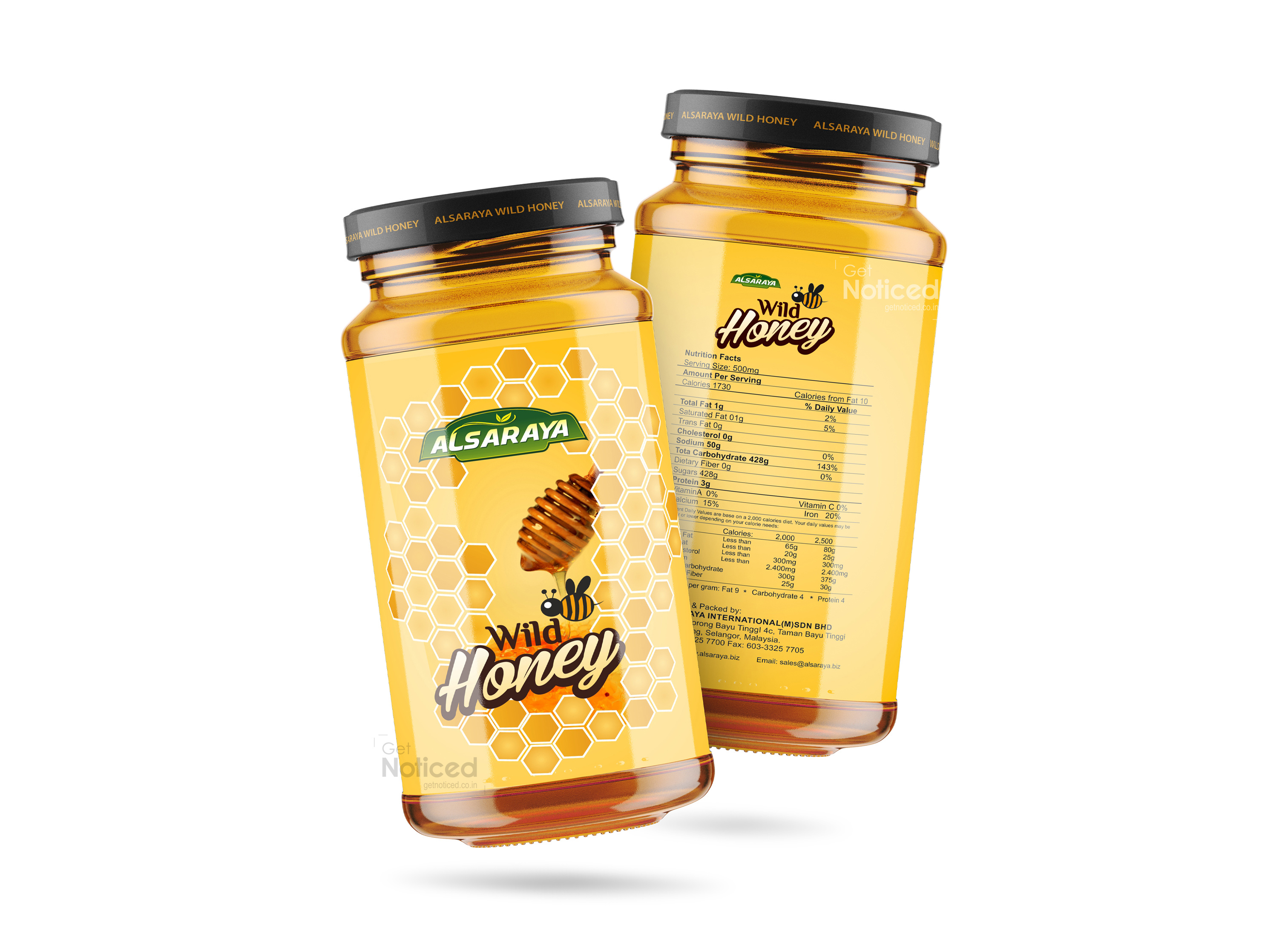 Alsaraya Honey Bottle Label Design Getnoticed.co.in