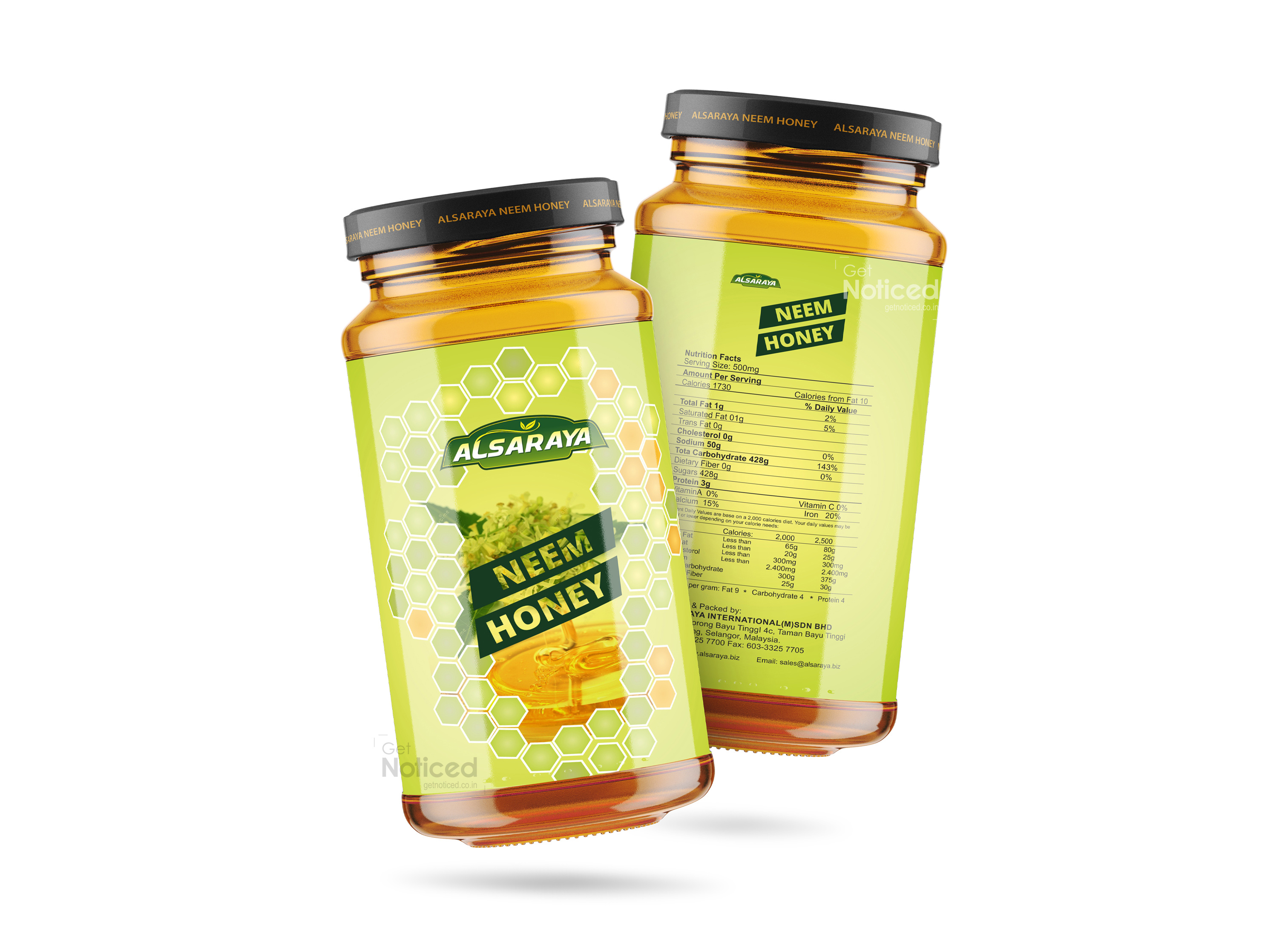 Alsaraya Honey Bottle Label Design Getnoticed.co.in