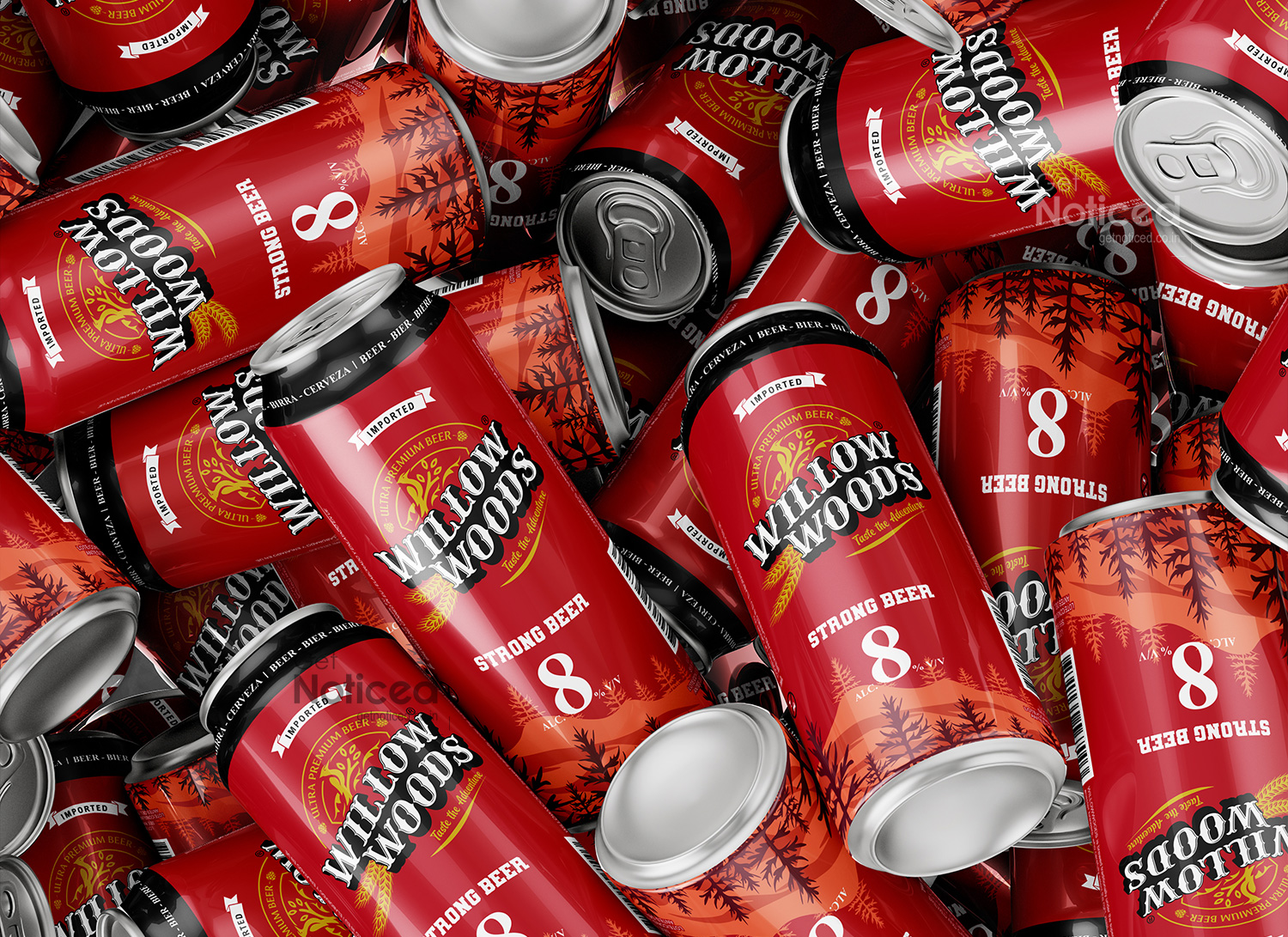 Alternate 8 percent can packaging design mockup for Willow Woods brewery branding