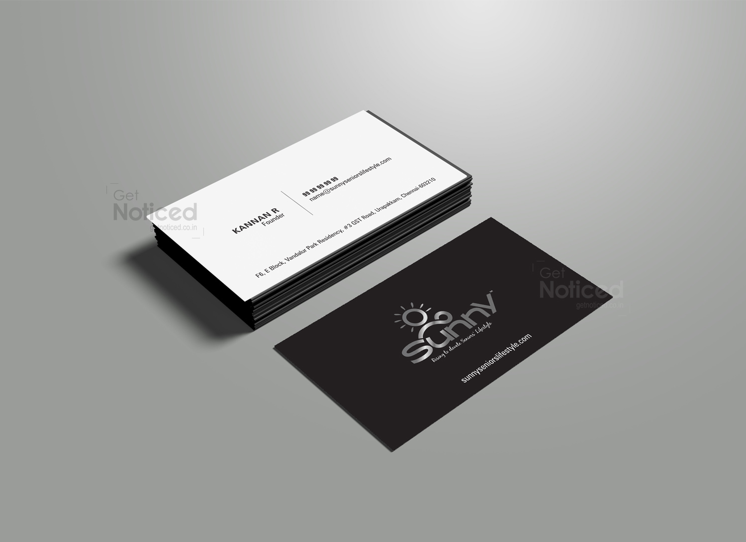 Business card design created for Sunny Senior Citizen Care as part of brand identity set
