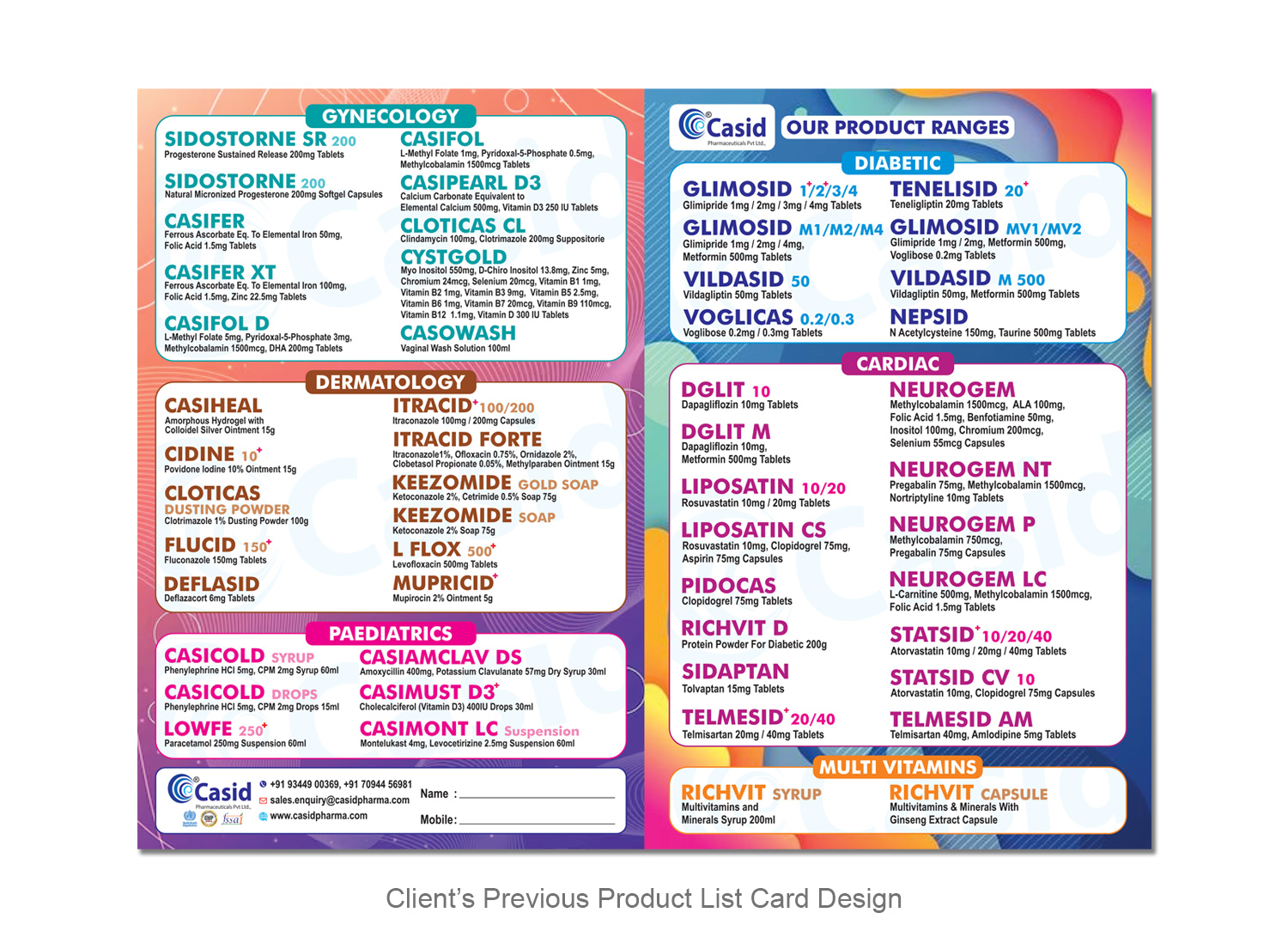 casid pharma catalogue design before