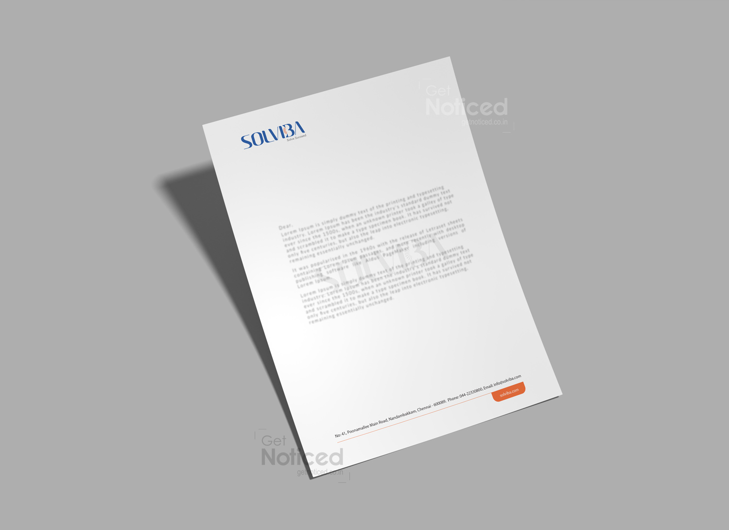 Letterhead and envelope design for SOLVIBA Technologies in brand-matching layout