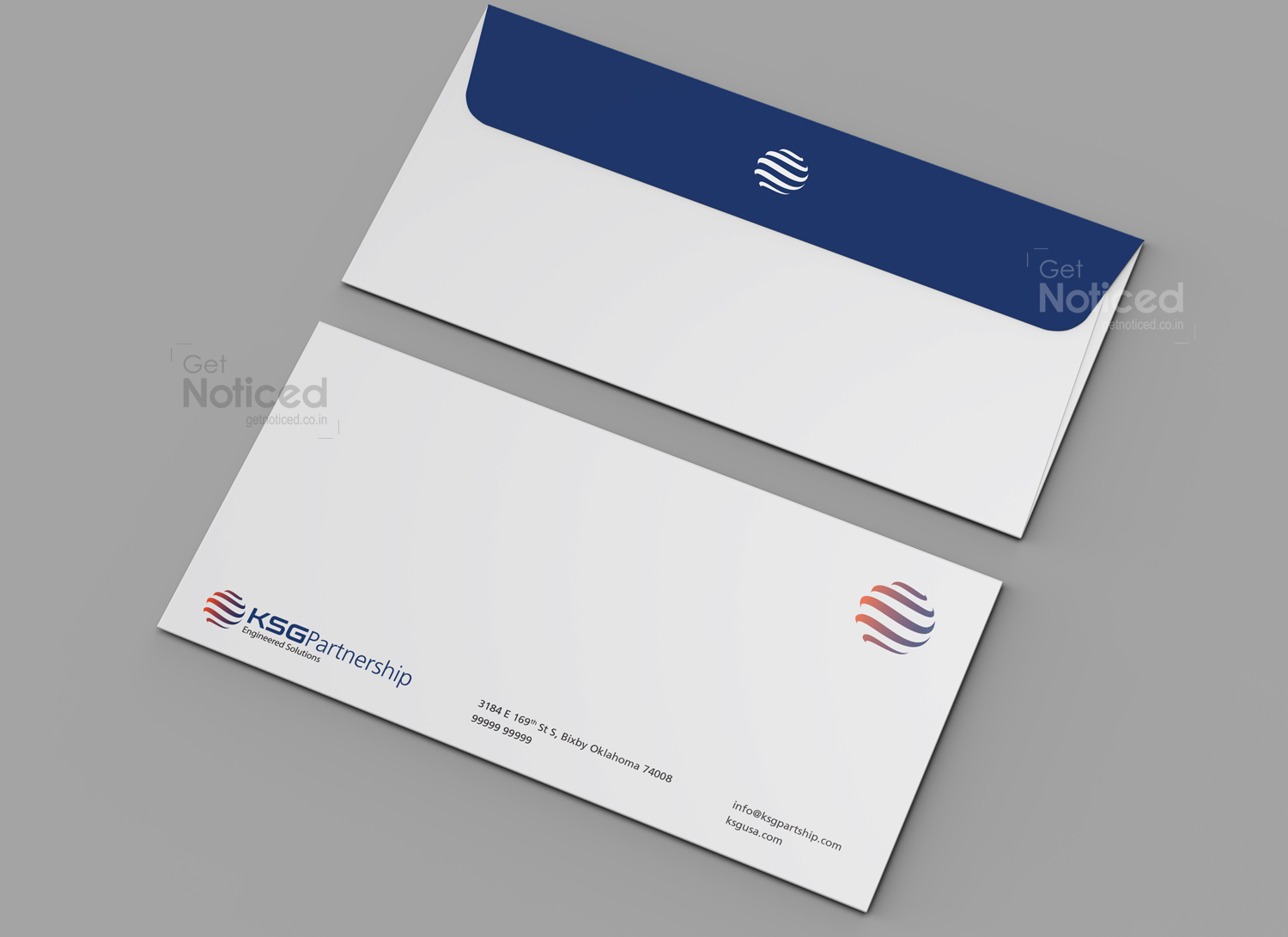 Corporate envelope and business stationery design for KSG Partnership USA LLC
