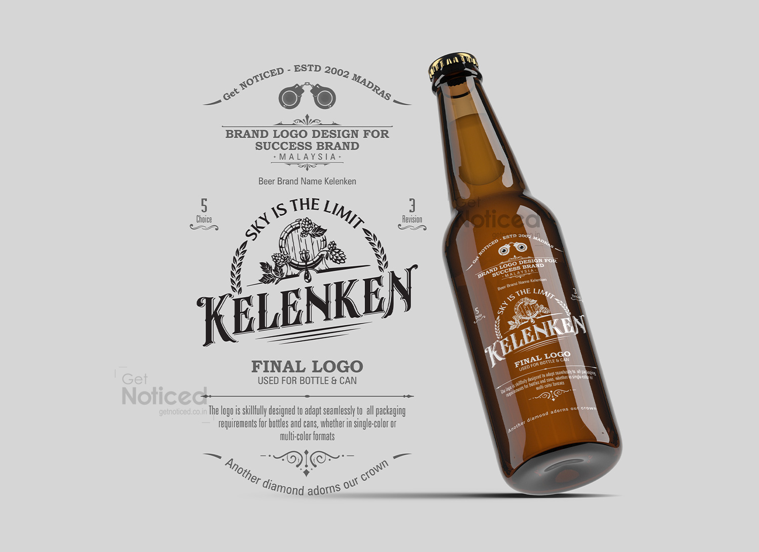 Kelenken beer can packaging design with premium beverage label system design