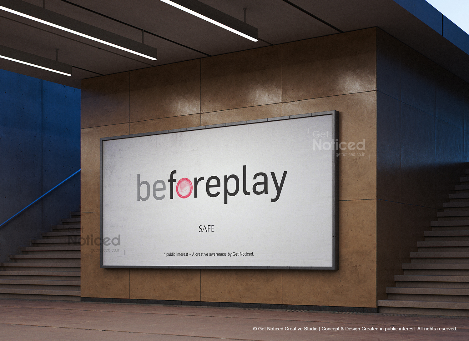Minimal outdoor advertisement design promoting safe lifestyle awareness
