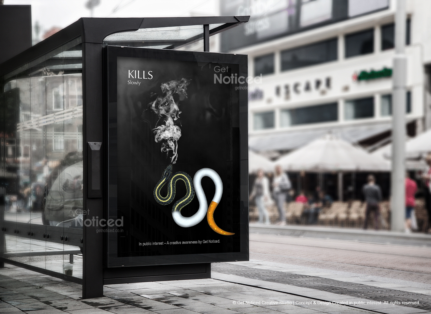 Outdoor advertisement design showing anti smoking awareness billboard concept