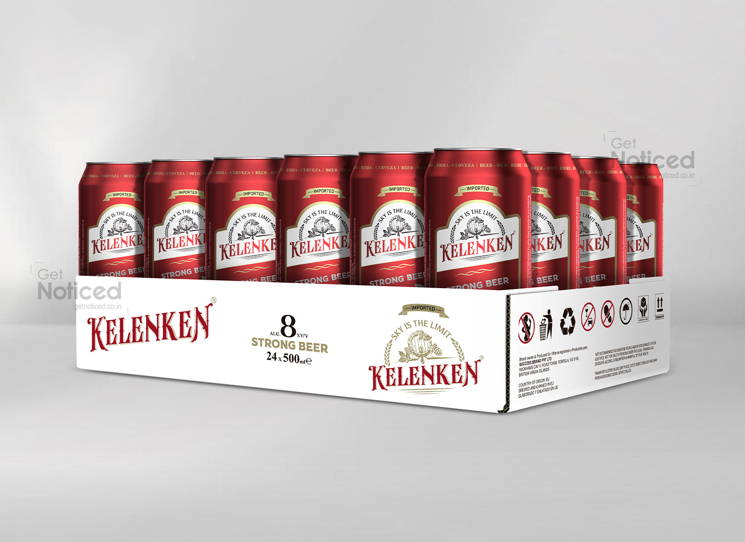 Pack tray packaging design for Kelenken brewery 24x500ml can range design