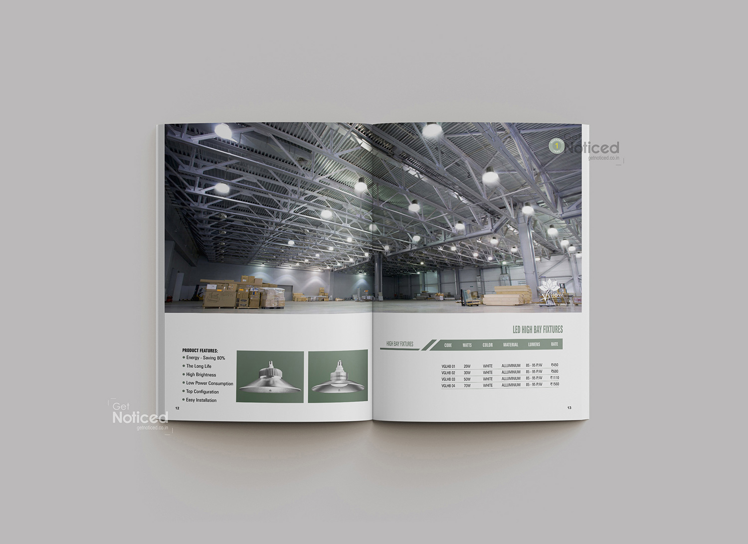 Vglow Led Lights Product Catalogue Design