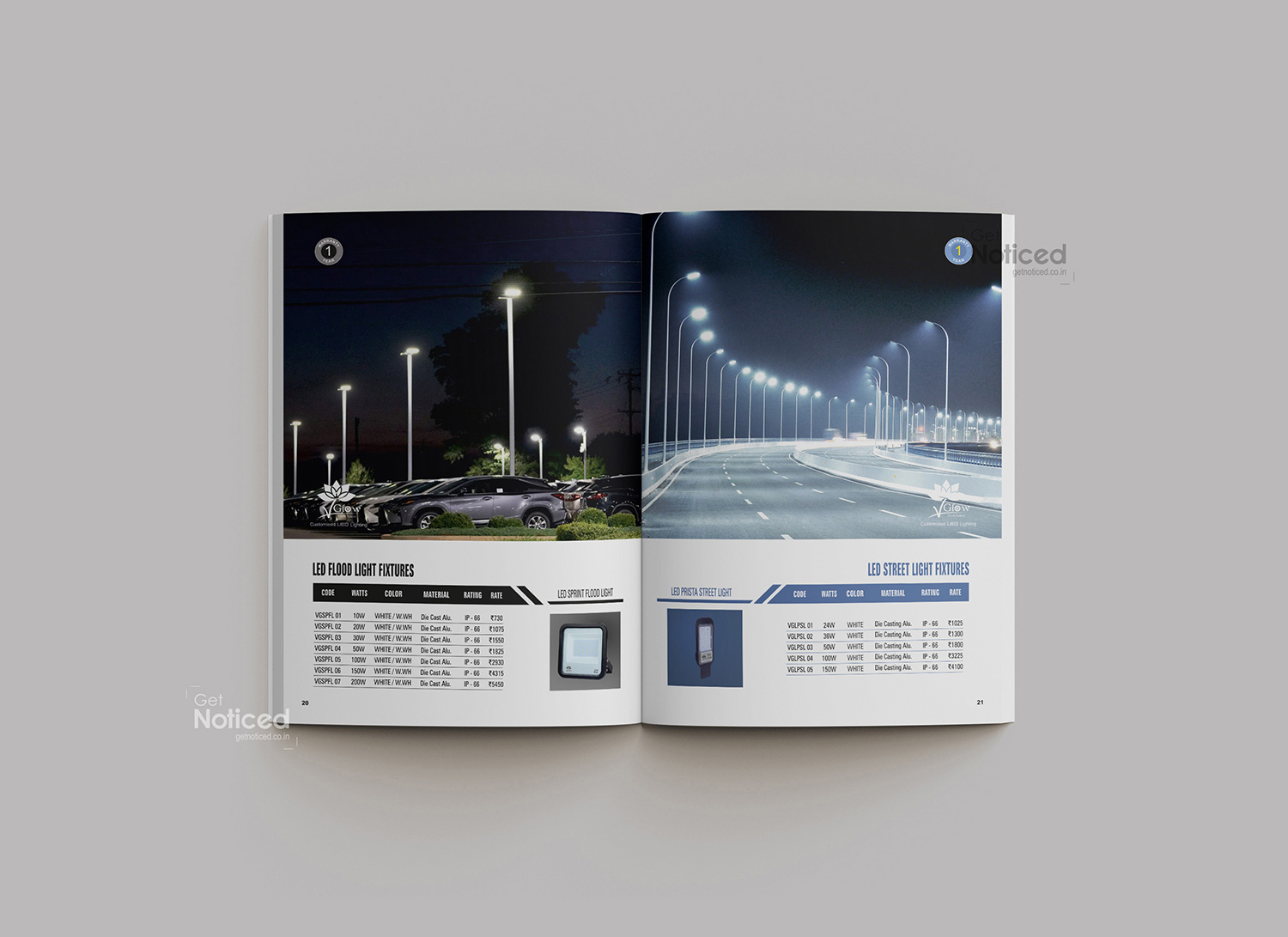 Vglow Led Lights Product Catalogue Design