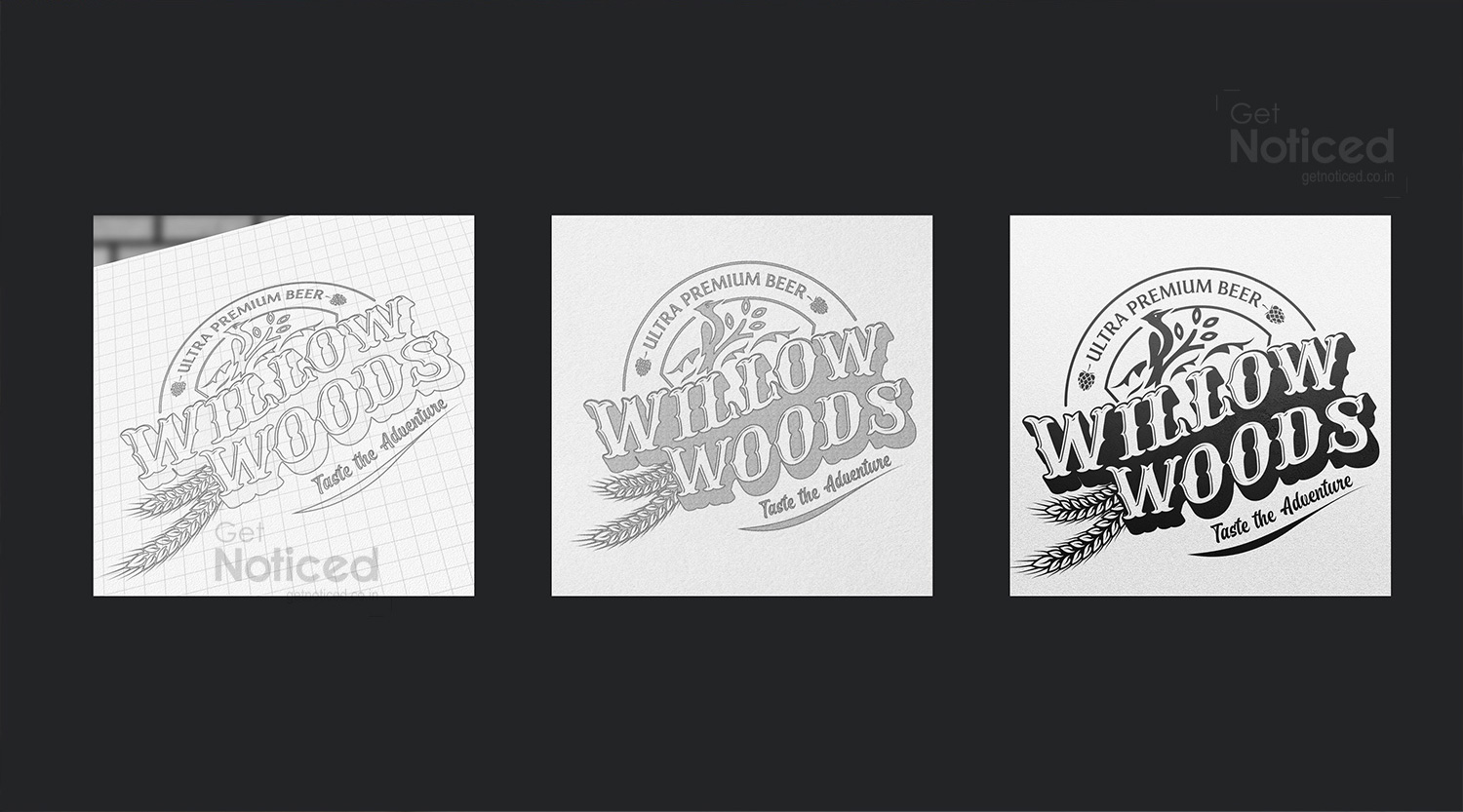 Willow Woods logo design concept with strong brewery identity and visual branding design