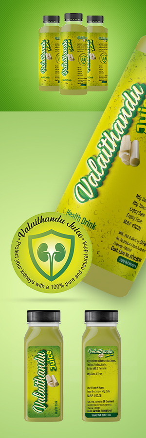 Bottle Label Packaging Design for Valathandu Juice