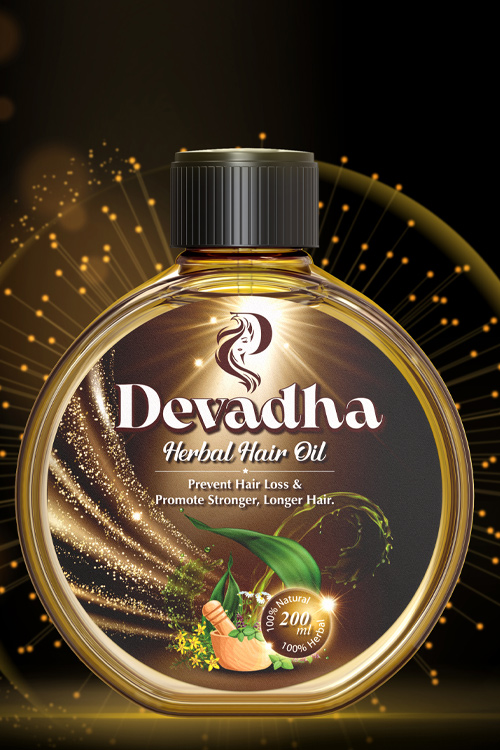 devedha hair oil bottle label package design